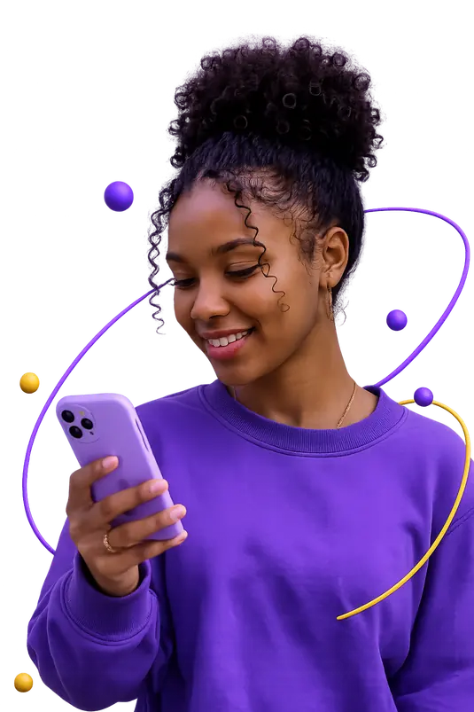 Young South African on her phone using Wysely